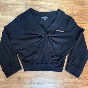 Bebe 3/4 Sleeve Cropped Cardigan Black Large - Y2K Layers Grunge Emo Goth